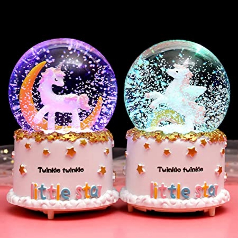Unicorn Snow Globe, 3.14 Inch Unicorn Music Snow Globes with Automatic Snowfull